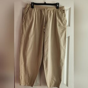 Zara Barrel Cotton Elastic Waistband Pants, L, Excellent Used Condition